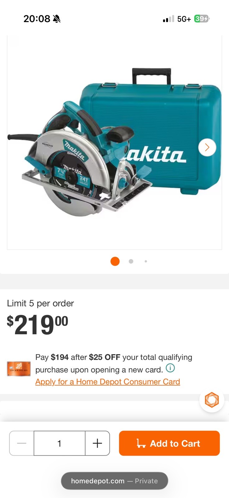 Makita 15 Amp 7 – 1/4 In. Corded Lightweight Magnesium Circular Saw + Hard Case