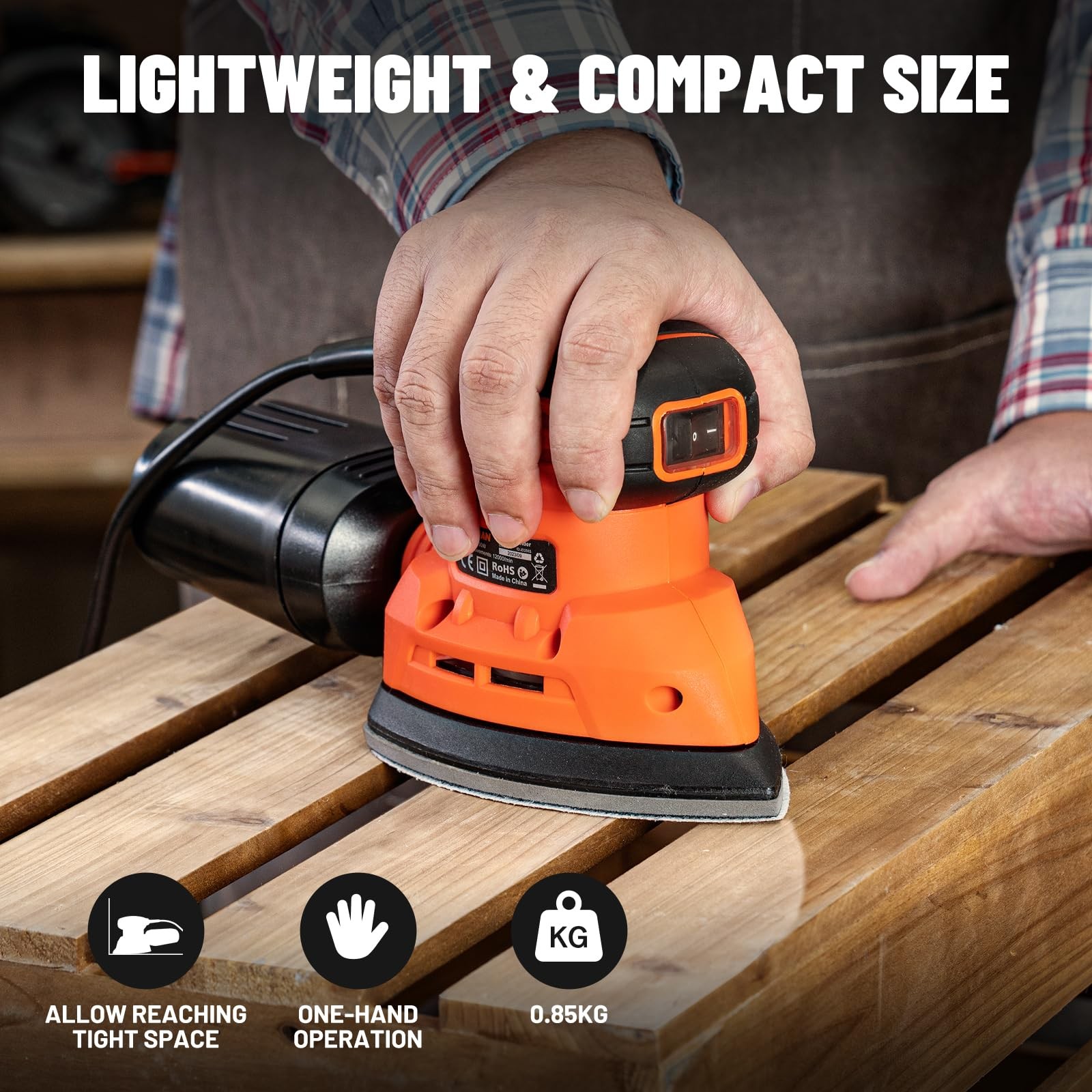130W Detail Sander, 12000RPM Palm Sander Tool, Dust Collection System, 12PCS …
