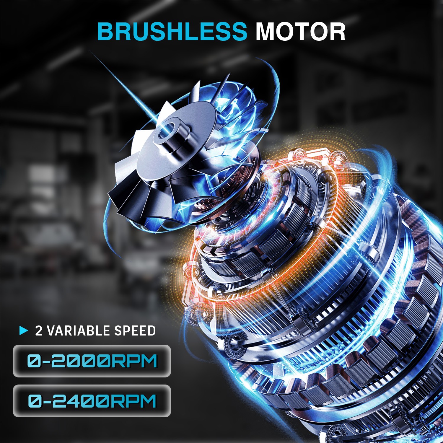 3/8&Prime; Cordless Impact Wrench 2400 RPM Max Torque 330Ft-lbs / 450N.m Brushless Gun
