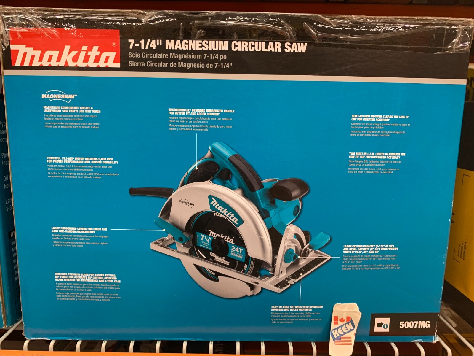 MAKITA Canada 7-1/4&Prime; 15Amp Magnesium Circular Saw w/Dual LED Job Lights 120 V