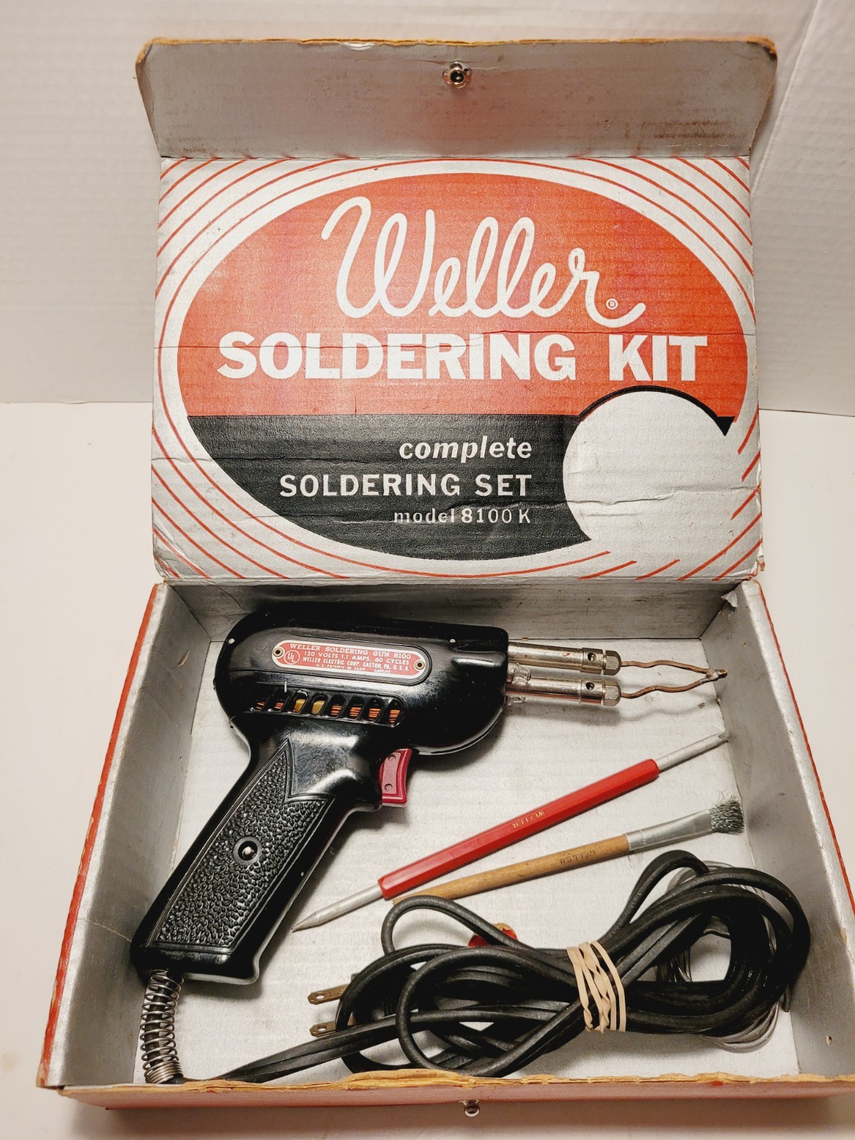 Vintage Weller Junior Soldering Gun Kit Model 8100K Original Box Tested Working