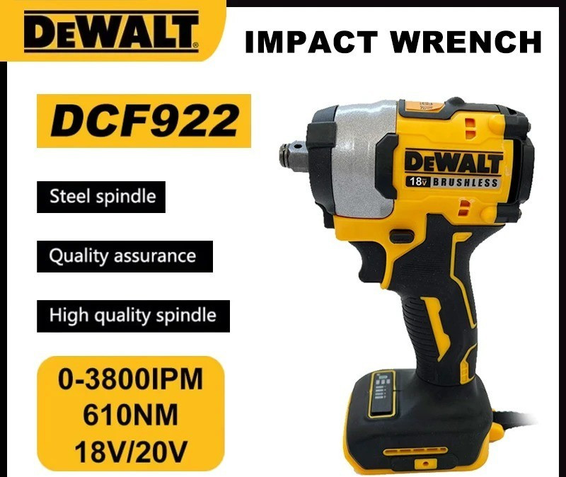 DEWALT DCF922 Wireless Impact Wrench High Torque 406Nm (Reverse) 1/2&Prime; 2500 PRM