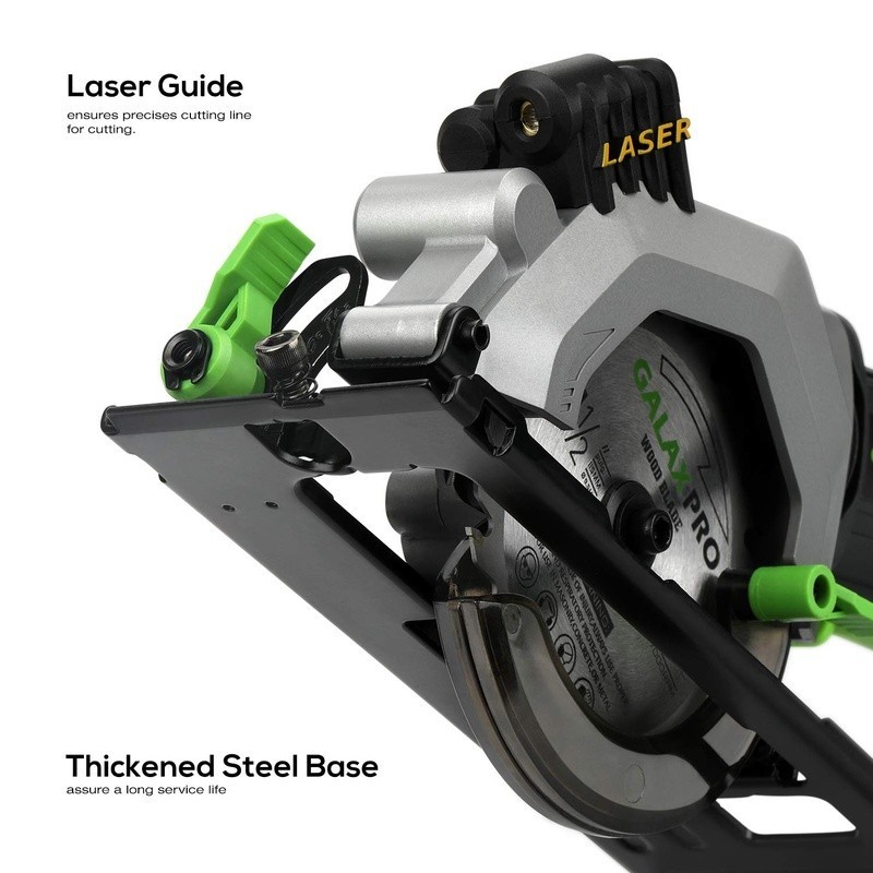 Mini Circular Saw 4.5 Inch Deep Cut 3400RPM Laser Guide 2 Blades Battery Powered