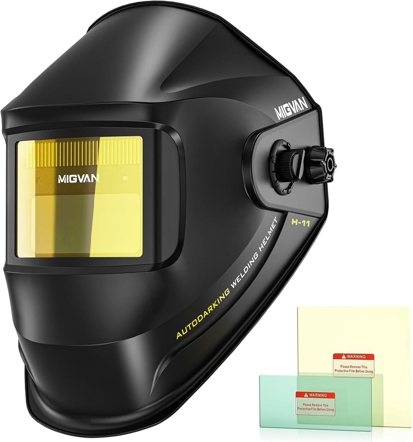 MIGVAN Welding Helmet Auto Darkening True Color Large Adjustable, Matte Black घ