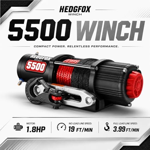 5500lb 12V Electric Winch, Synthetic Rope, Waterproof, Wireless Remote, ATV