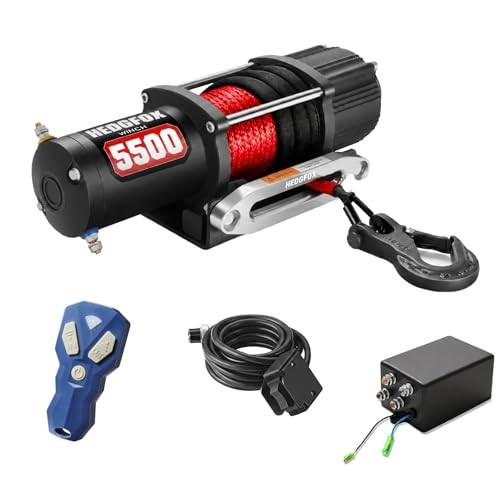 5500lb 12V Electric Winch, Synthetic Rope, Waterproof, Wireless Remote, ATV