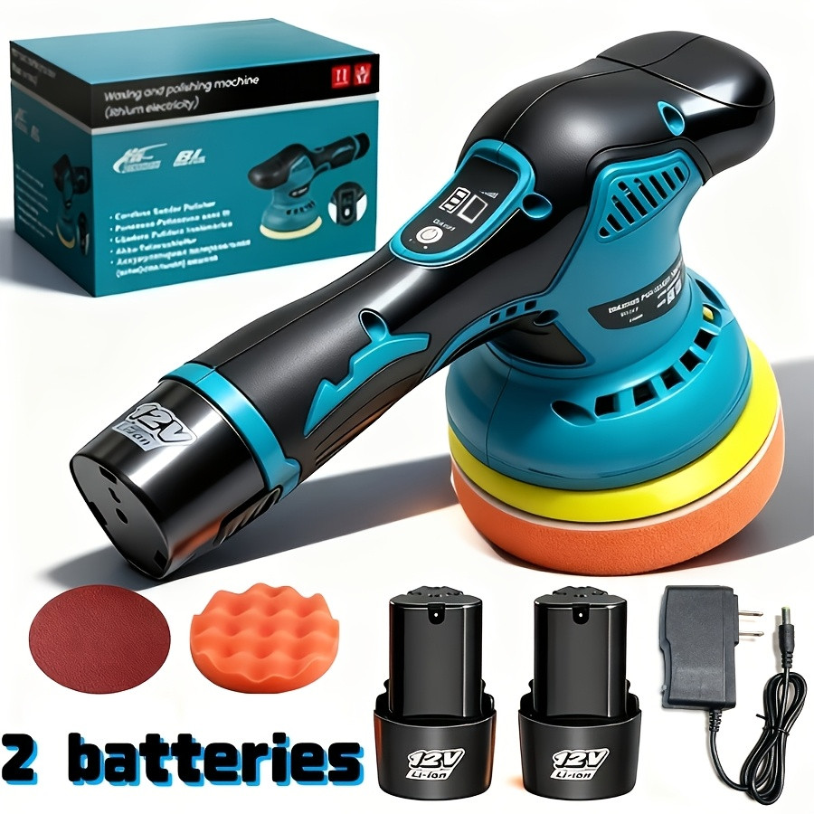 Cordless car polisher, car polishing kit, with battery, 8 gears, up to 5000 RPM,