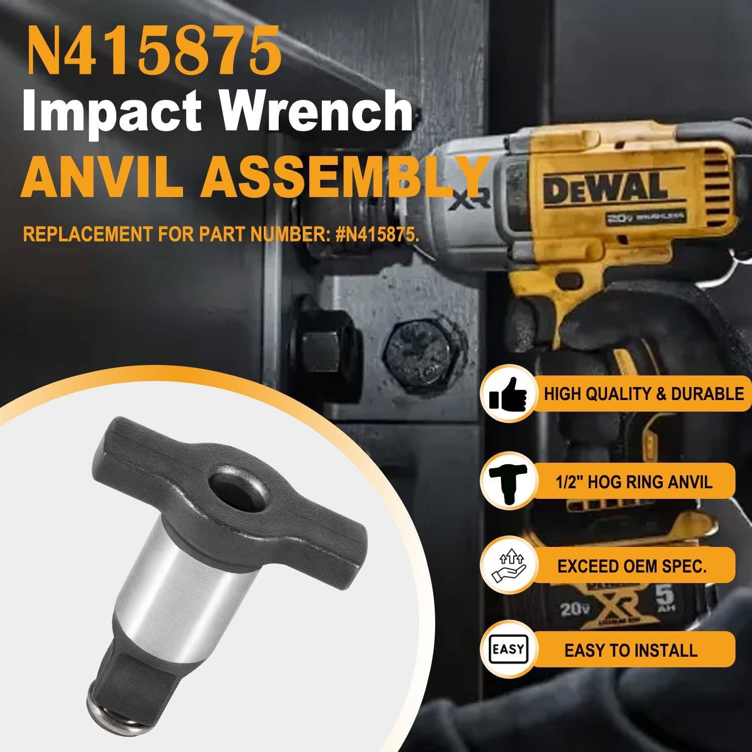 N415875 Anvil Assembly 1/2 » For Dewalt Impact Wrench 18v 20v Dcf899hb Dcf899hp