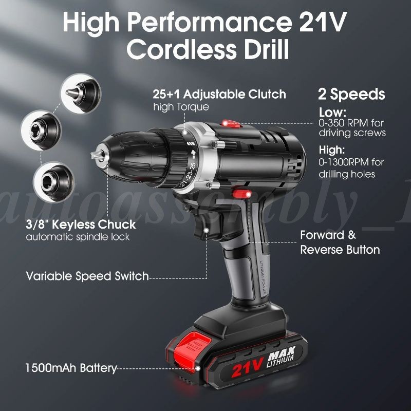 Cordless Brushless Impact Driver Hammer Drill Combo Kit w/ 2 Battery & Charger