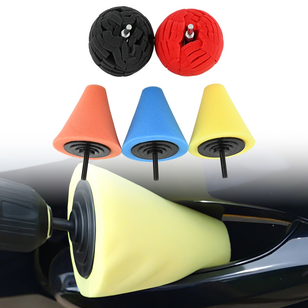 Foam Drill Polishing Cone Ball Pads Kit Car Hub Waxing Buffing Wheel Polisher 3&Prime;
