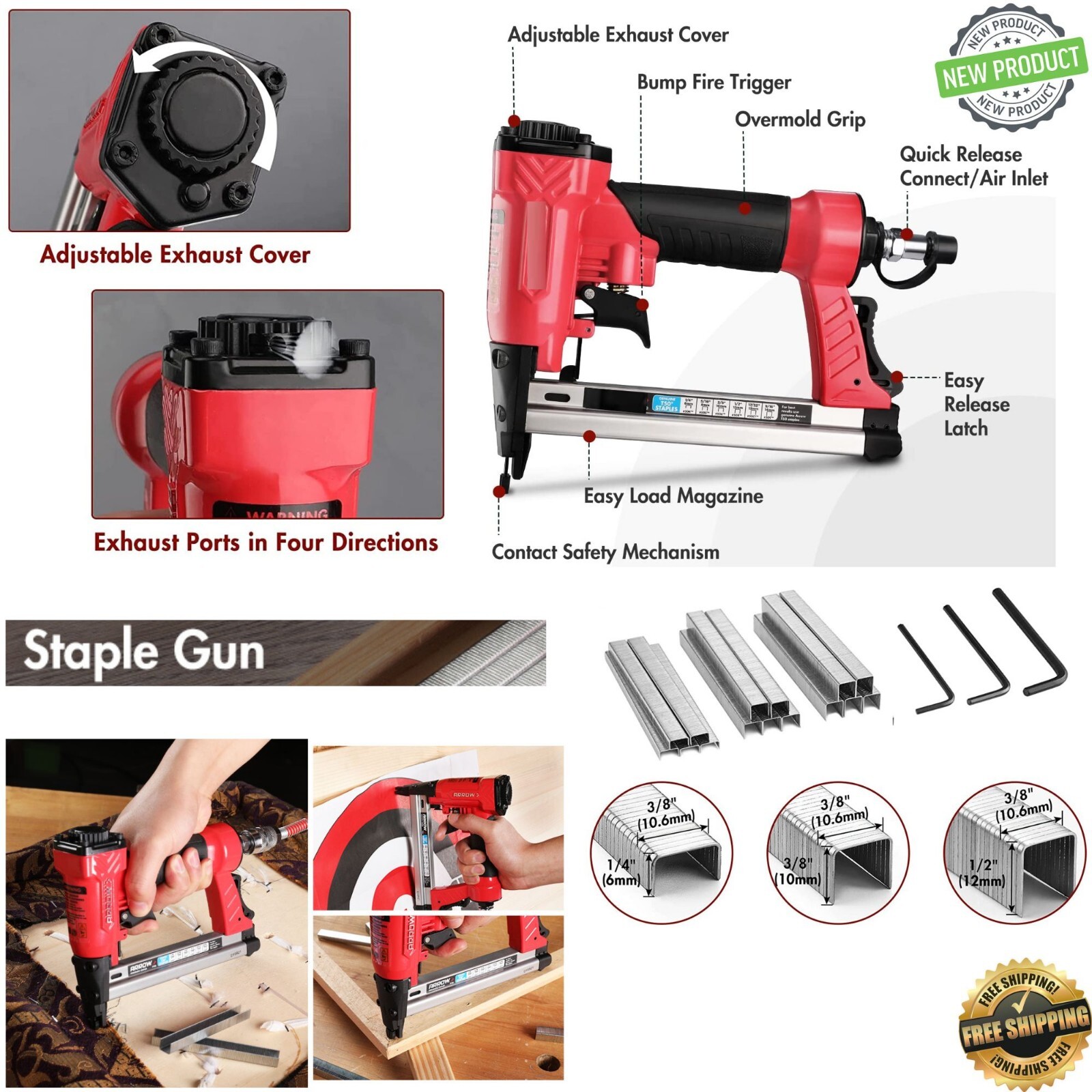 Staple Gun Tool Upholstery Wire Staples Wood Craft Fabric Insulation Heavy Duty
