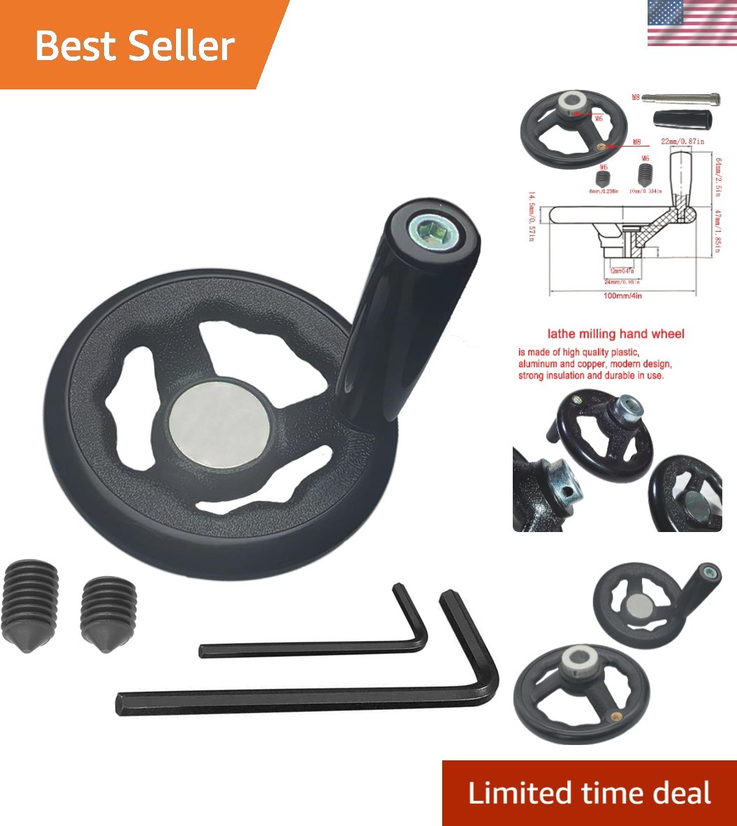 Durable Hand Wheel with 4in Diameter and Knob Handle – Ideal for Mill and Lathe