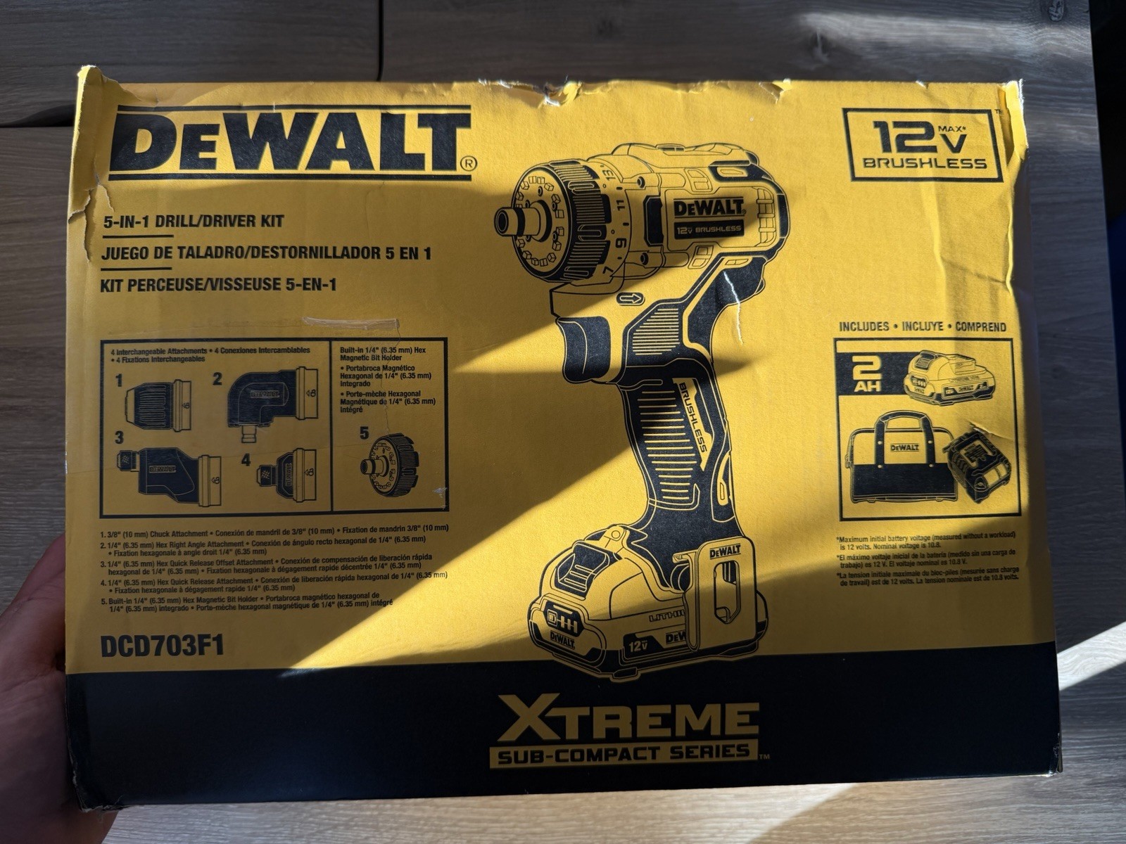 DEWALT 12 Volt DCD703F1 12V MAX Brushless Cordless 5-in-1 Drill/Driver Kit