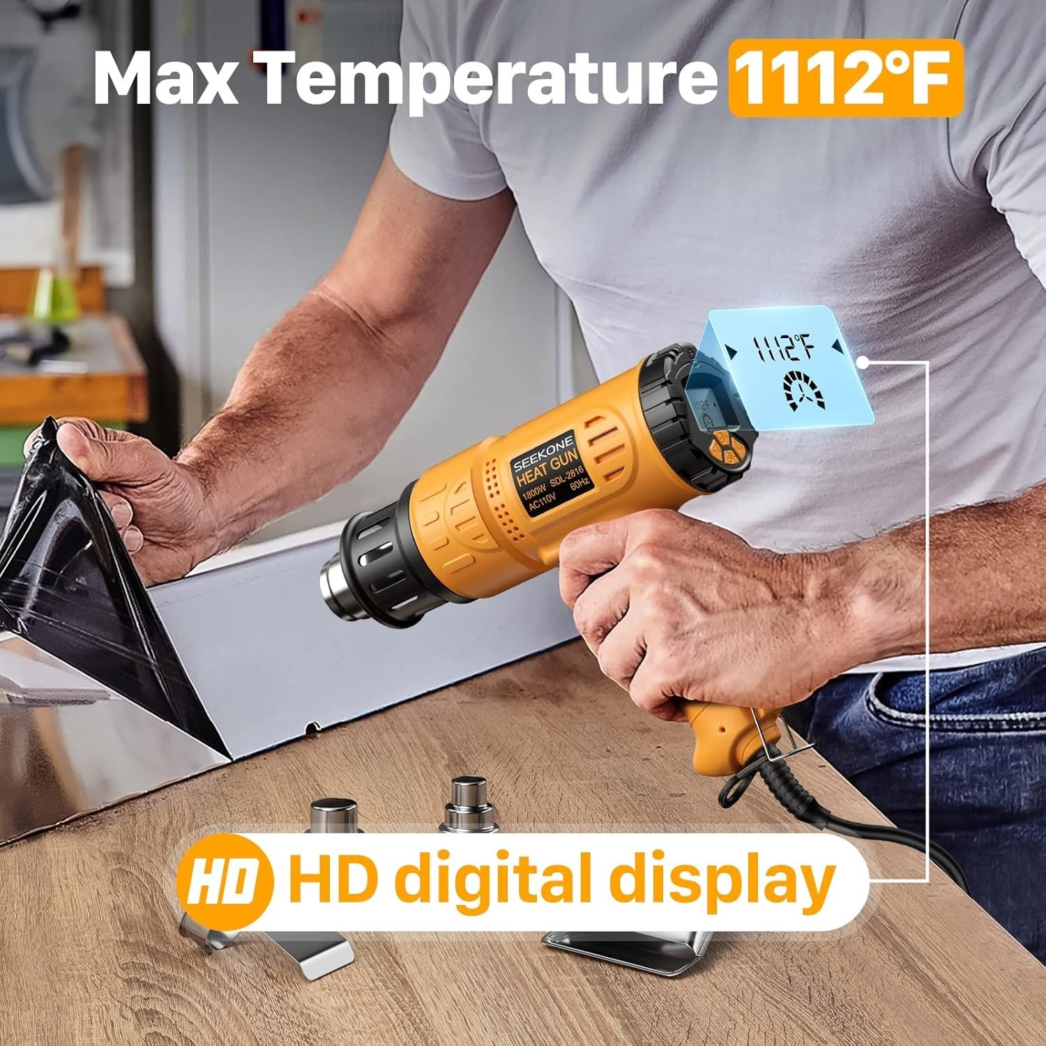 High-Performance 1800W Heat Gun with Overheat Safety & Memory Settings
