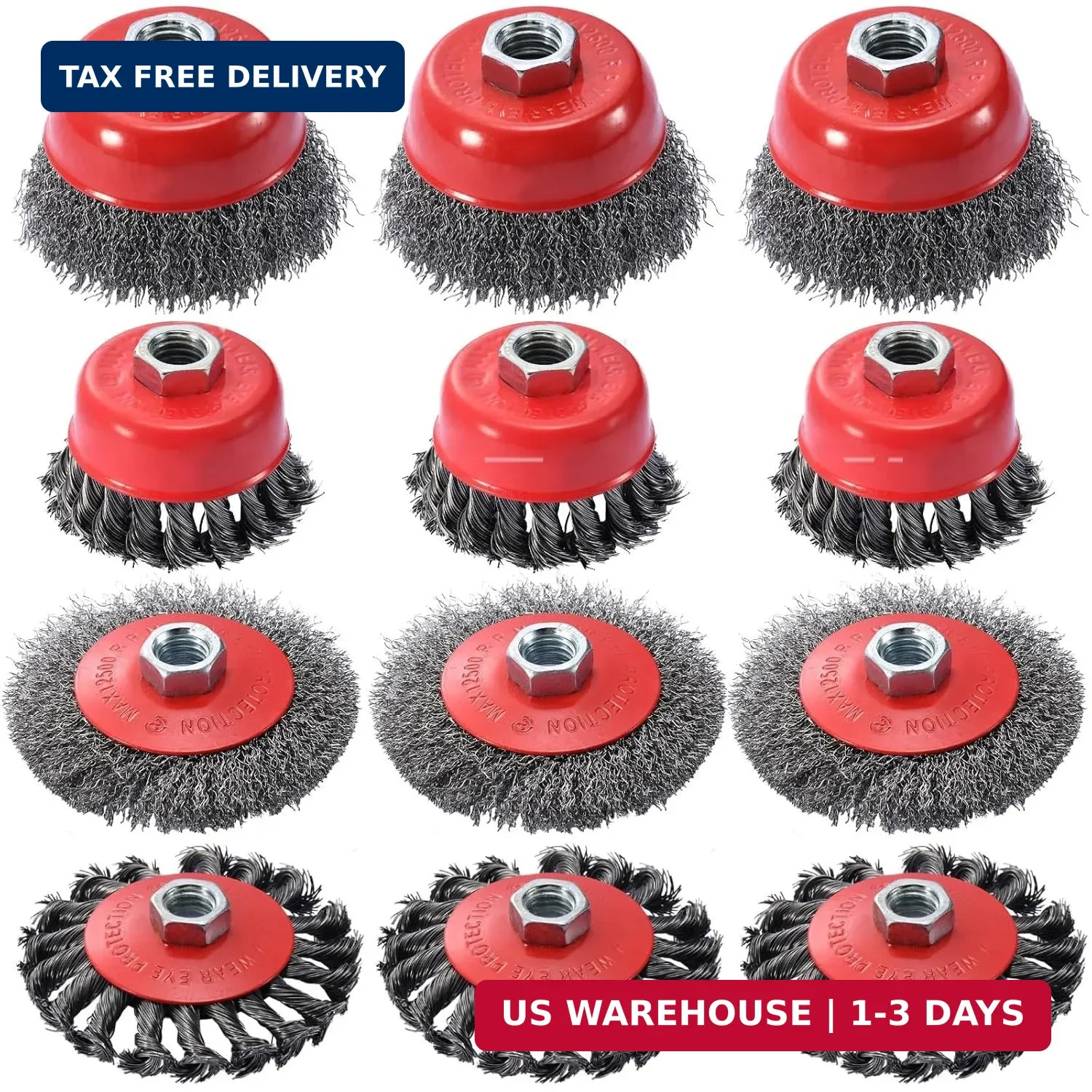 12 Pack Wire Wheel for Angle Grinder, 4-1/2&Prime; Heavy Duty Carbon Steel Knotted Wir