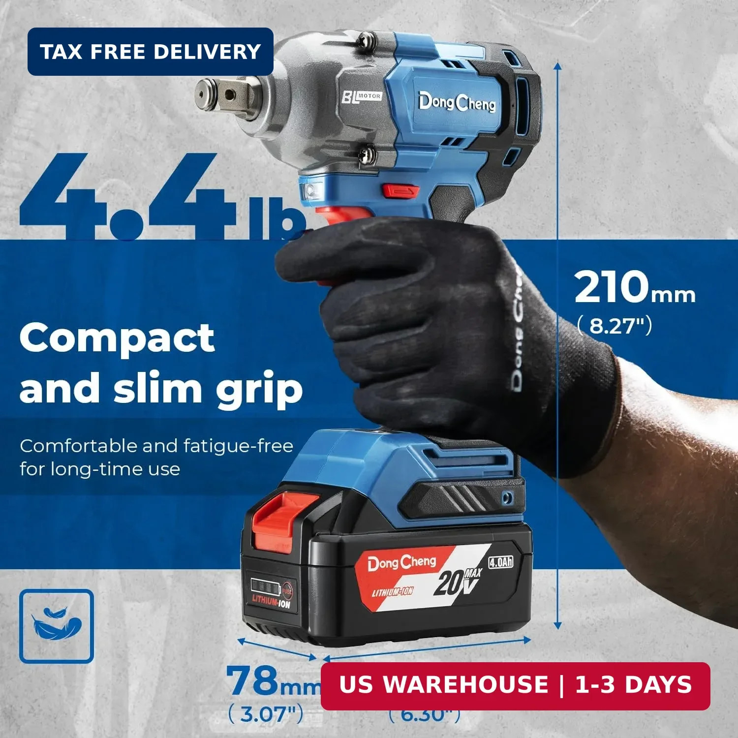 20V Brushless Impact Wrench, Max Torque 503 ft-lbs (682 N.m), 1/2 inc