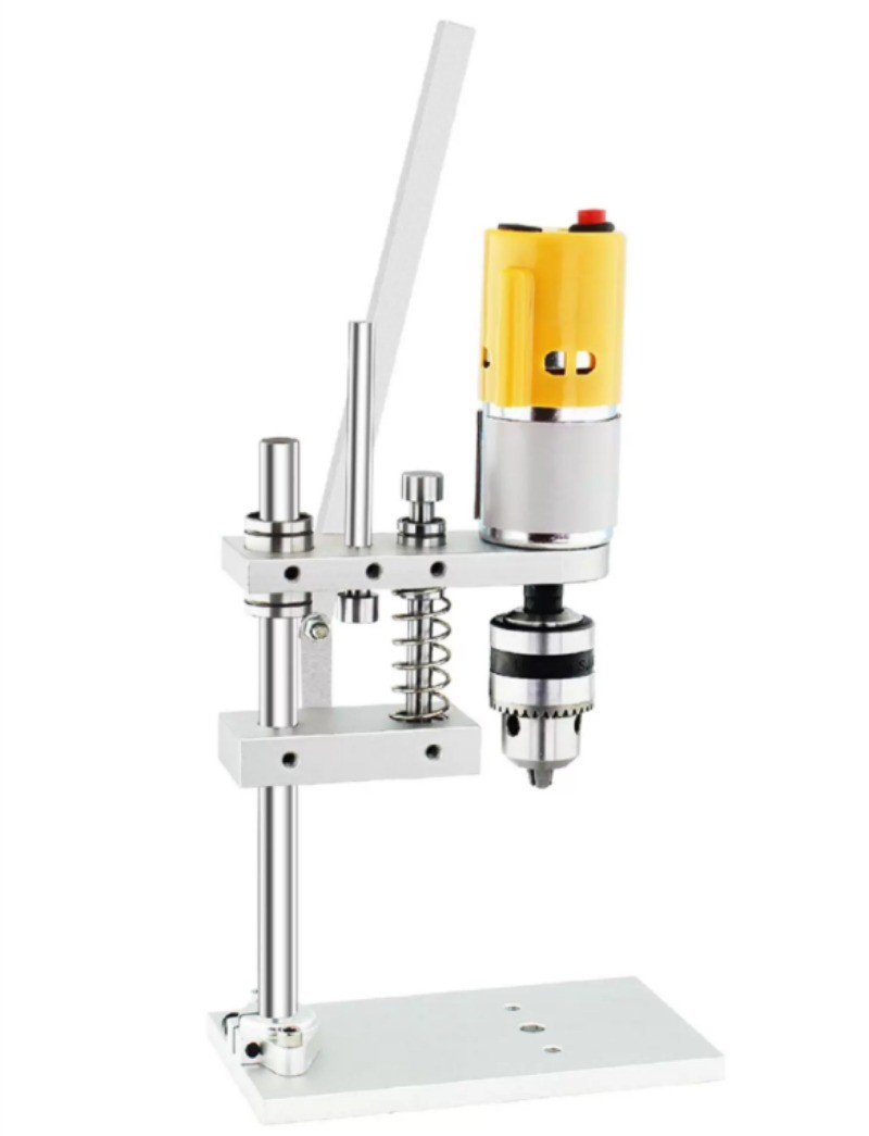 Compact Mini Bench Drill, Desktop Hole Driller, DC Chuck, Quiet Drilling Machine