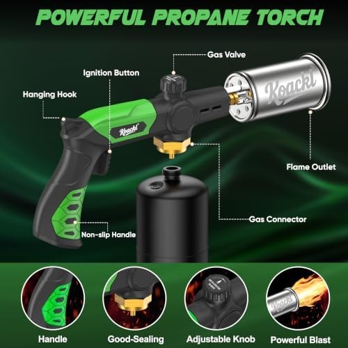 KOACKL 12.6&Prime; CSA Propane Torch 2462°F Adjustable Flame Kitchen Searing | Powerfu