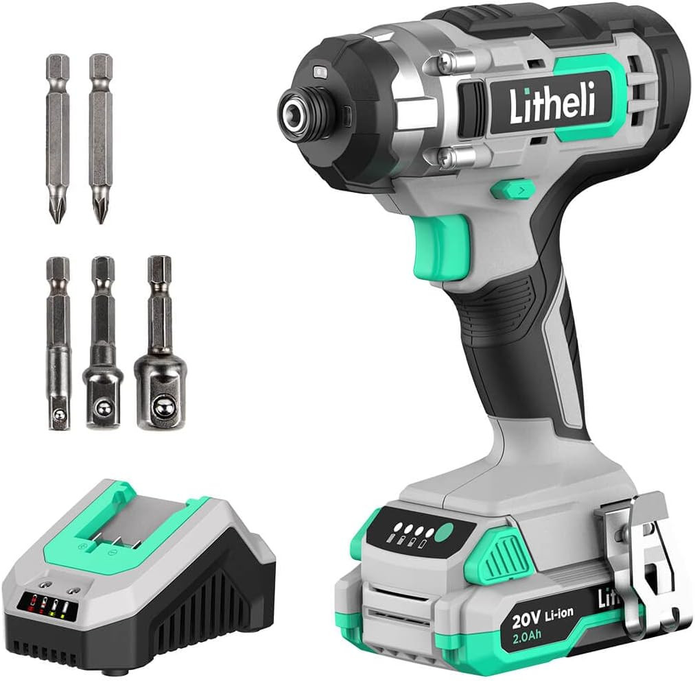 Cordless Impact Driver 20V, 1150 In-Lbs Torque, 1/4″ Quick-Release Hex Chuck, 3