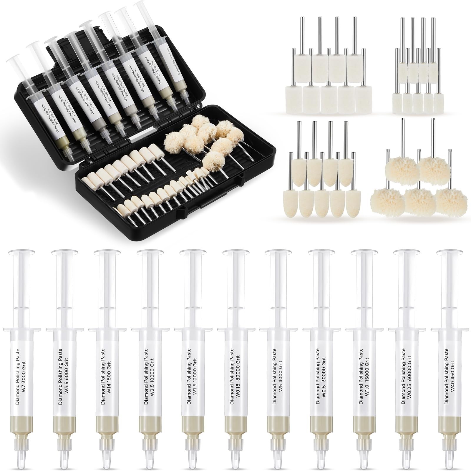 47 Pcs Diamond Polishing Kit – 36 Grinding Bits & 11 Oil-Based Lapping Paste, Ul