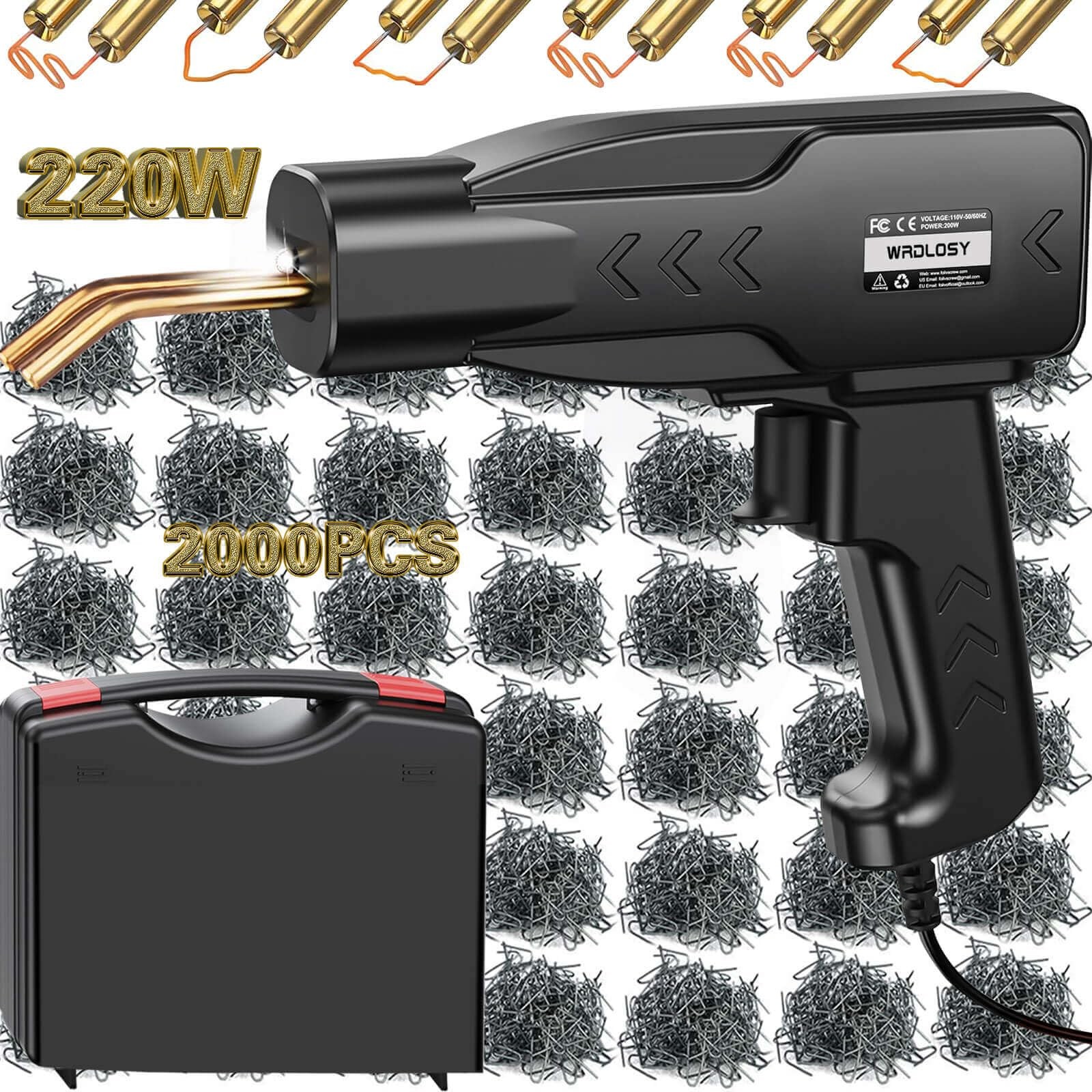 220W Plastic Welder Kit with 2000 Staples & Carry Case for Bumper Repair