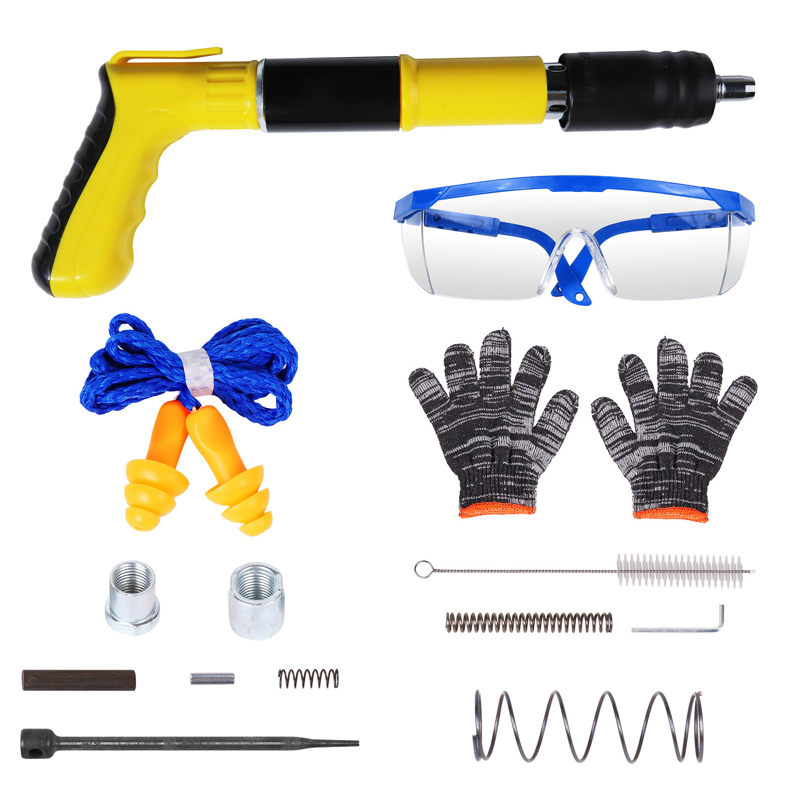 Portable Cordless Concrete Nail Gun Nailer Wall Fastening Tool Yellow w/o Nails