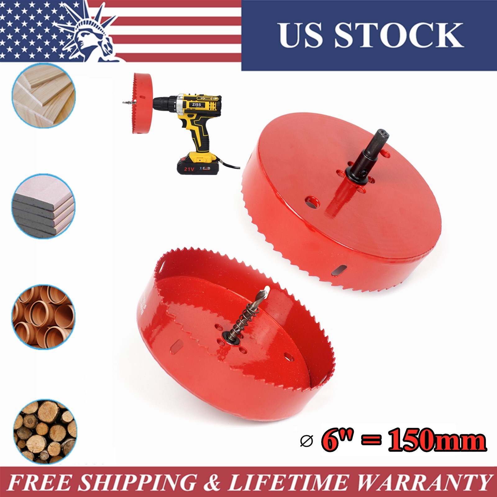 6&Prime; Hole Saw Blade Corn 150mm Hole Drilling Cutter Cornhole Boards Woodwork Tools