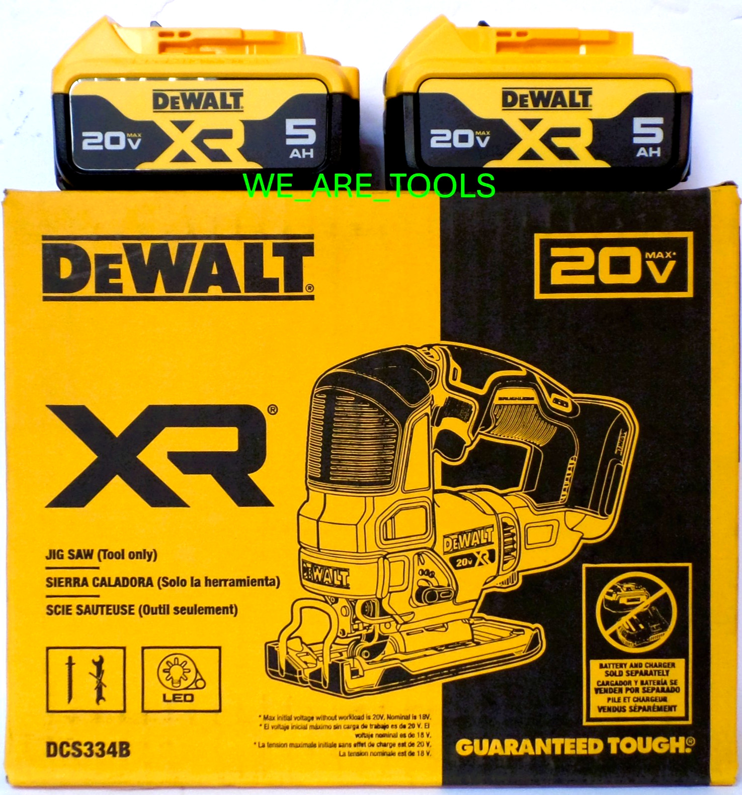 DeWalt DCS334B 20V Brushless Variable Speed Jig Saw, 2) DCB205 5.0 AH Battery