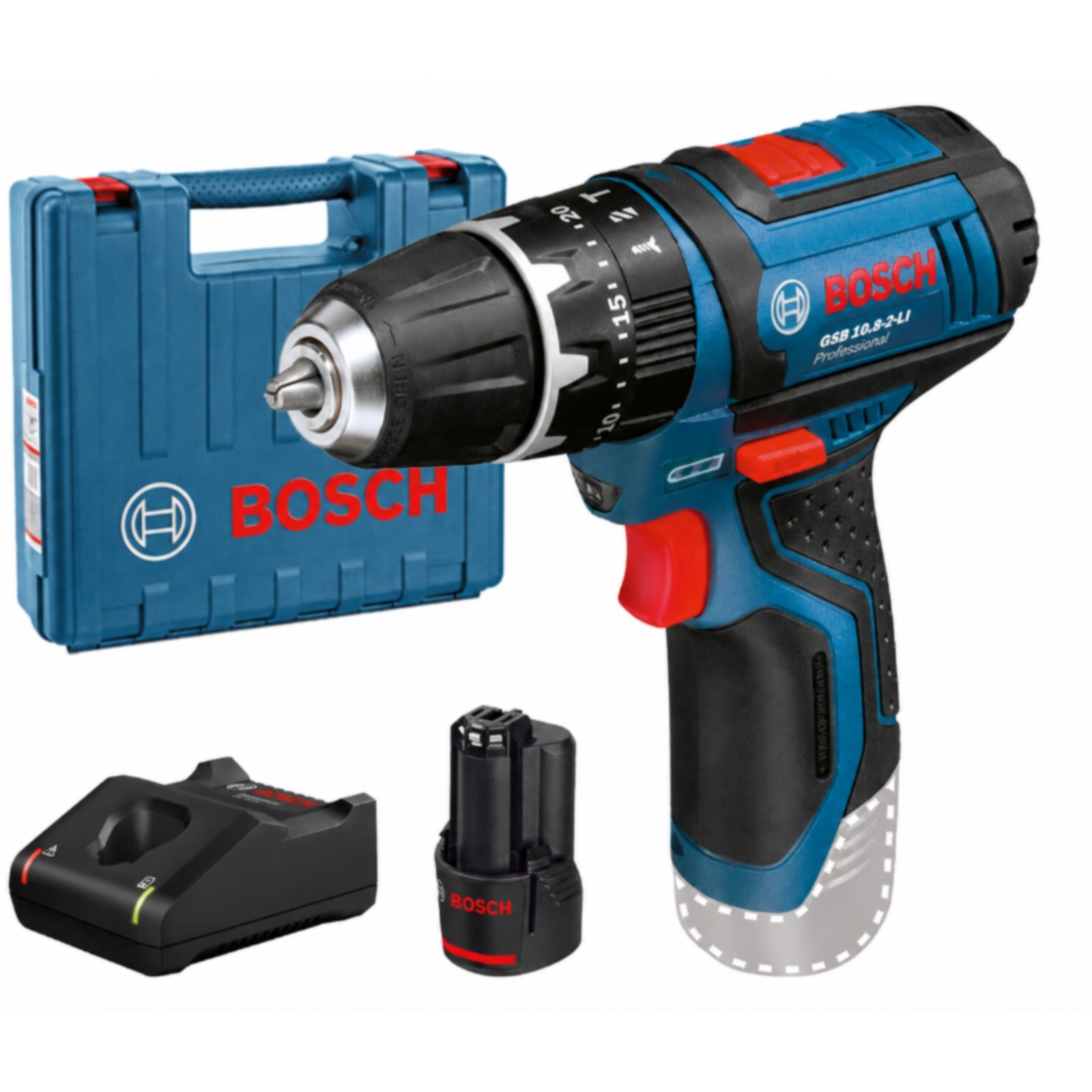 Bosch GSB 10.8V-2-LI Cordless Hammer Drill Driver Kit 10.8V 2.0Ah
