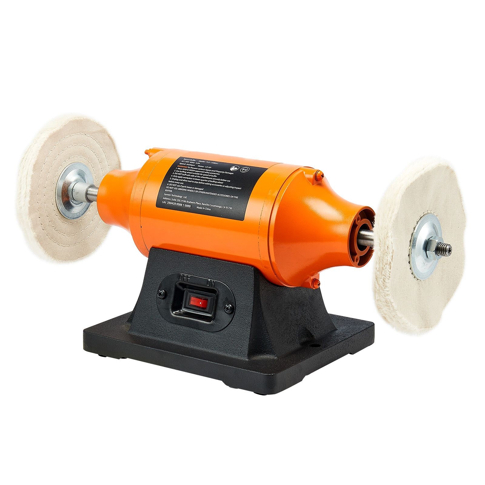 3/4HP 8in Bench Buffer Polishing Machine, 3450RPM, Cast Iron Base