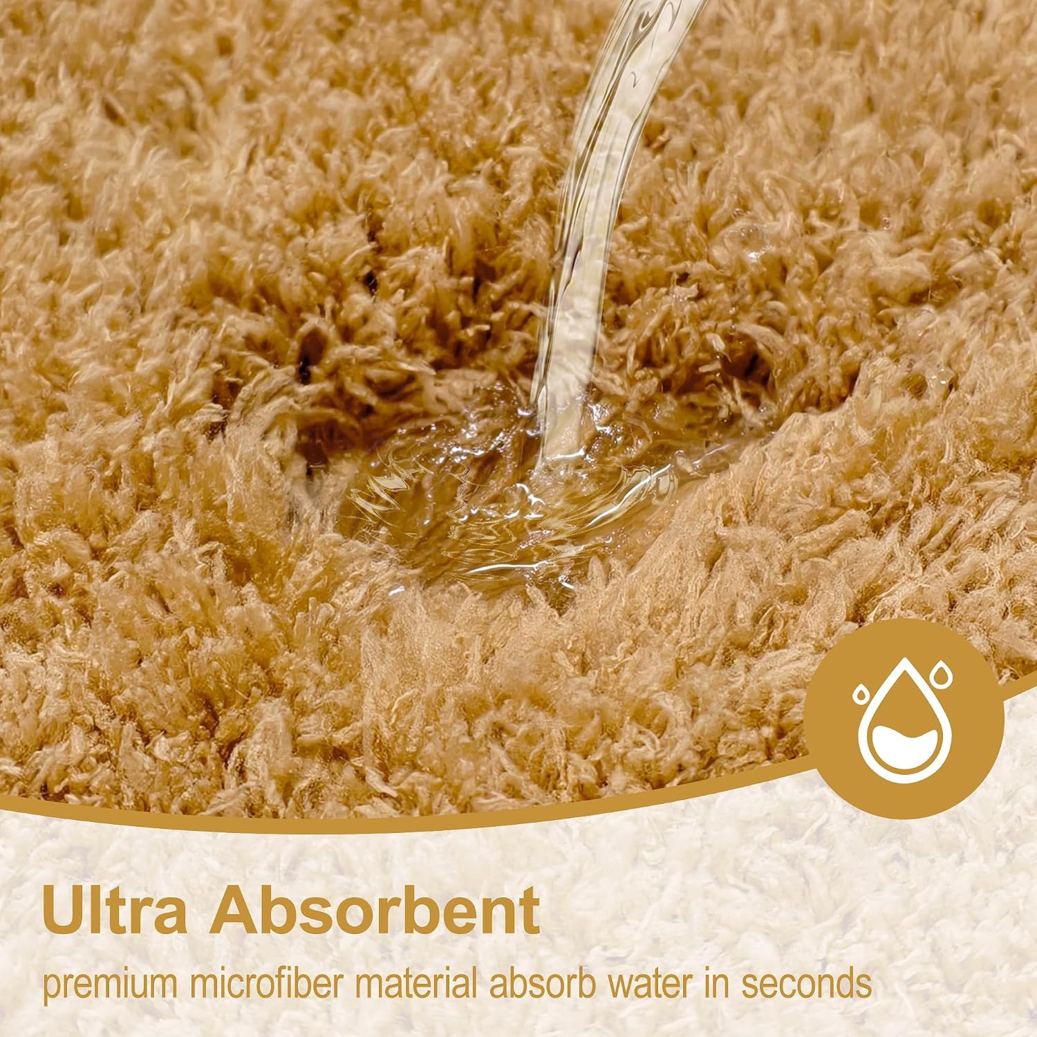 Bathroom Runner Rug 48&Prime;x24&Prime;, Non Slip Fluffy Long Bath Mat, Khaki | Soft Shaggy