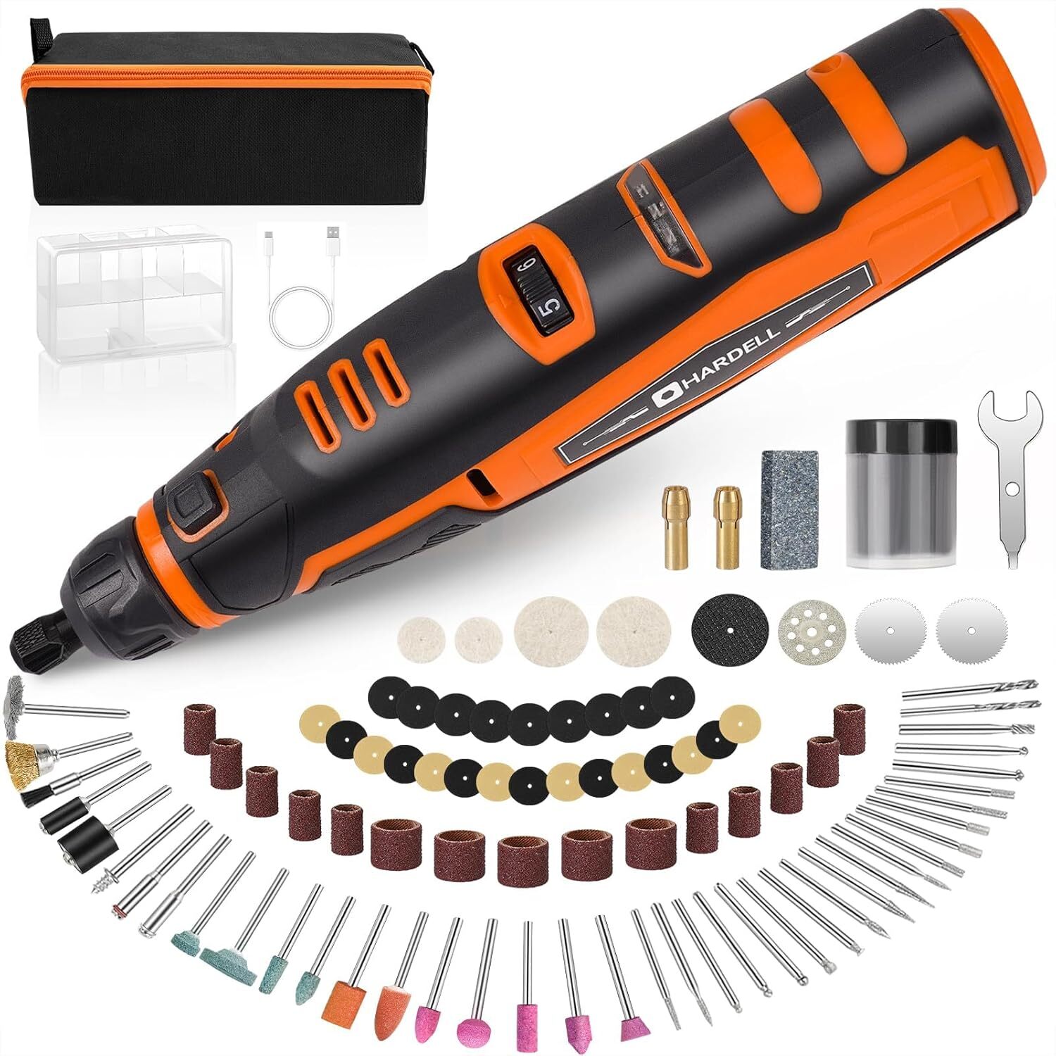 HARDELL 12V Cordless Rotary Tool Kit, 6-Speed, 30000RPM with 94 Accessories