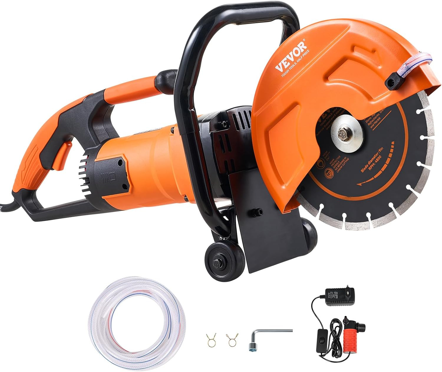 VEVOR Electric Concrete Cutter, 9 in Circular Saw with 3.5 in Cutting Depth, Wet