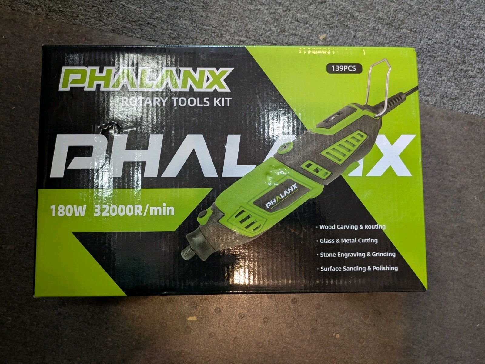 180W Rotary Tool Kit, 1.5-Amp PHALANX 6 Variable Speed with Flex Shaft, 8000-320