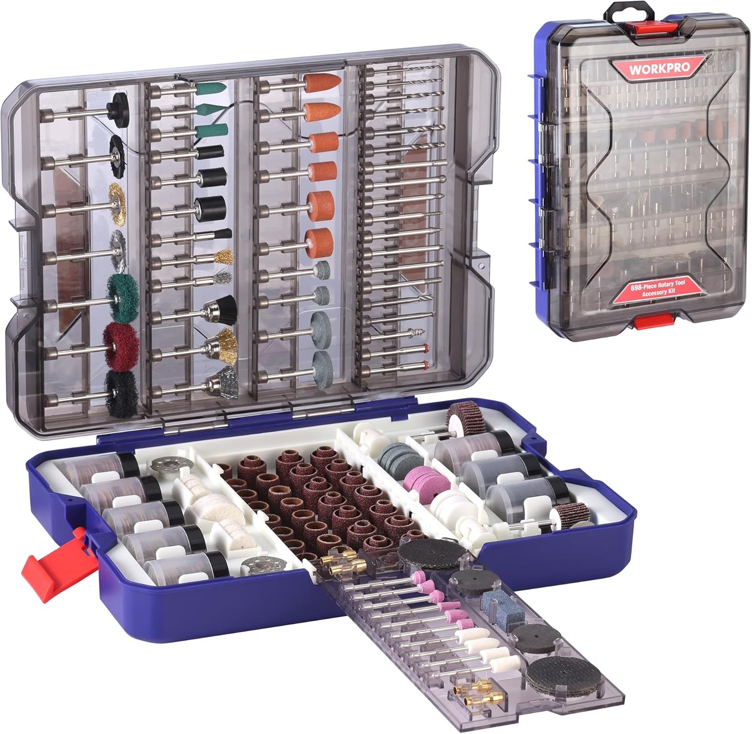WORKPRO 698pcs Rotary Tool Accessories Kit w/ Carry Case Set Perfect for Cutting