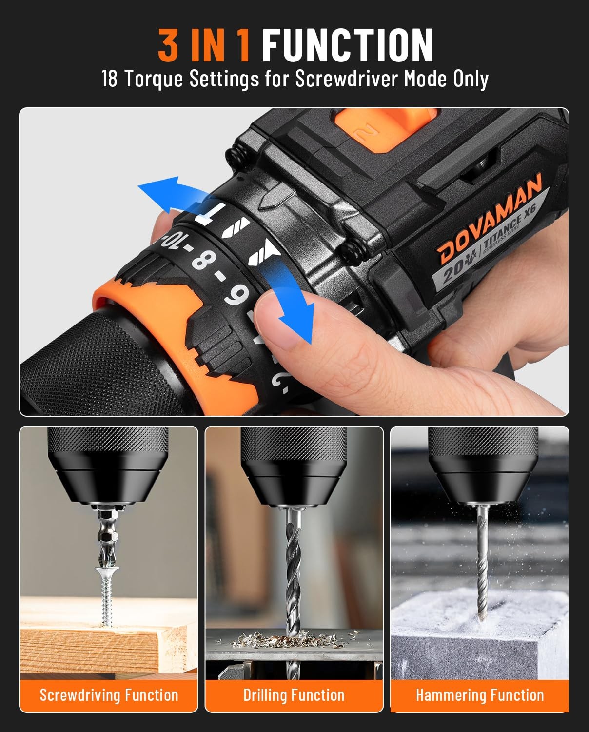 20V Brushless Drill Driver Kit, 1/2 » Cordless impact Drill, 575 IN-LBS, 3600…