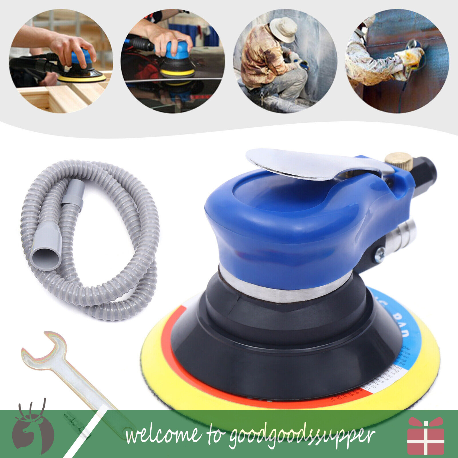 6INCH Air Palm Orbital Sander Random Hand Sanding Pneumatic Round 10000 RPM BEST