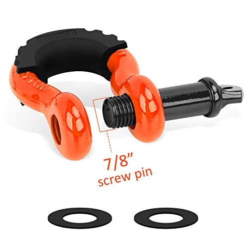 Shackles 3/4&Prime; (2 Pack) D Ring Shackle Rugged Off Road Shackles 28.5 Ton Orange