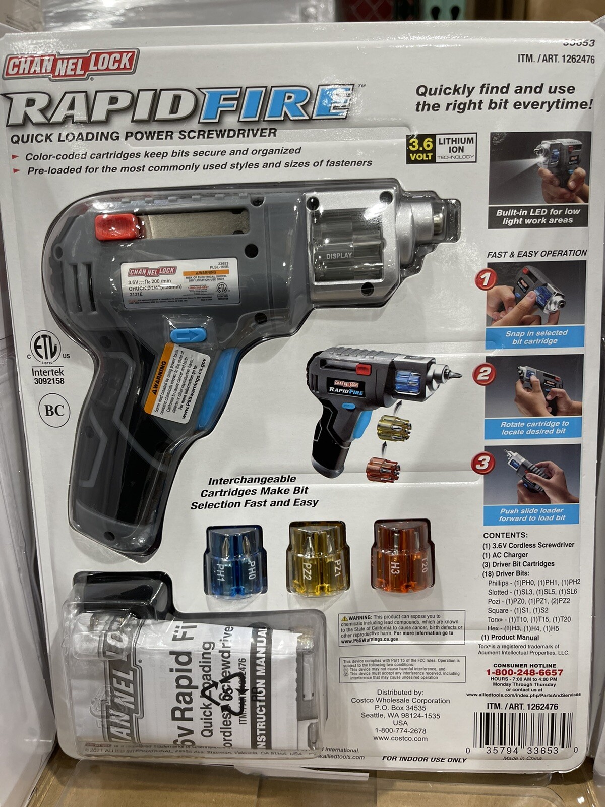 Channel Lock Rapid Fire Quick Loading Power Cordless Screwdriver 18 Driver Bits.