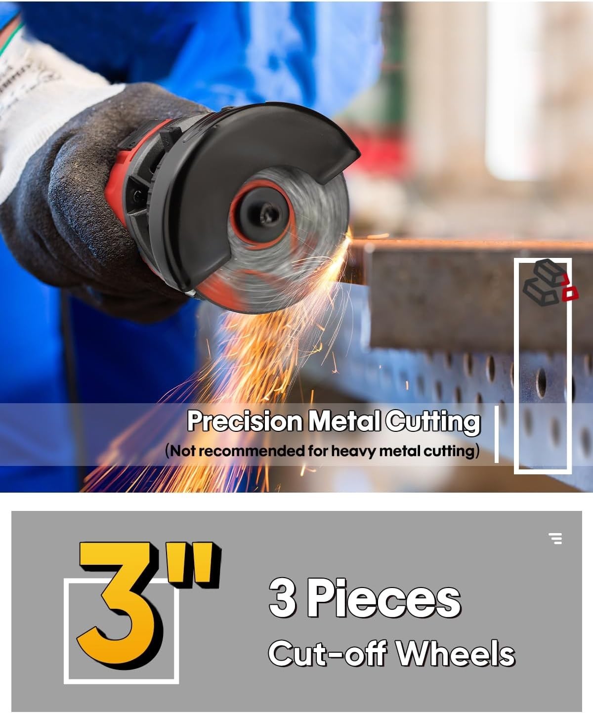 Versatile 3 Inch High-Speed Metal Cutter with Double Insulation Safety Tech