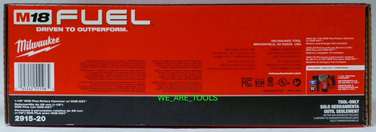 NEW In Box Milwaukee 2915-20 M18 FUEL 1-1/8&Prime; SDS Plus Rotary Hammer w/ ONEKEY