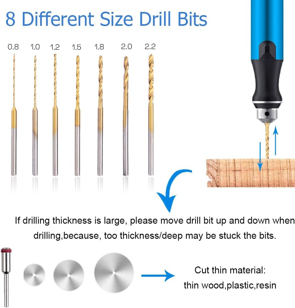 3-Speed Cordless Mini Drill Pen with 8 Small Drill BitsRechargeable Electric Ha