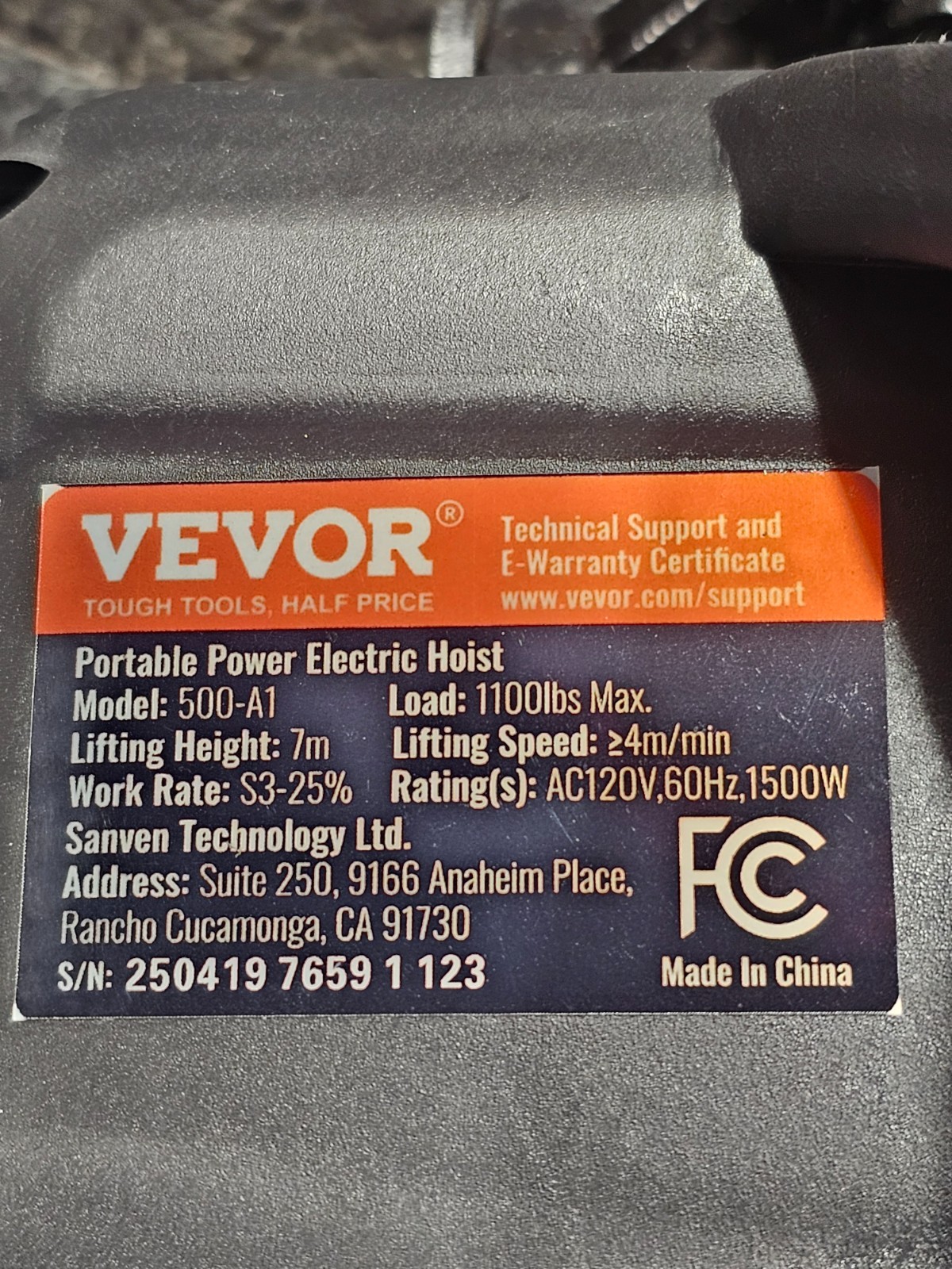VEVOR 3-in-1 Electric Hoist Winch, 1100lbs 1500W Portable Power Winch Crane