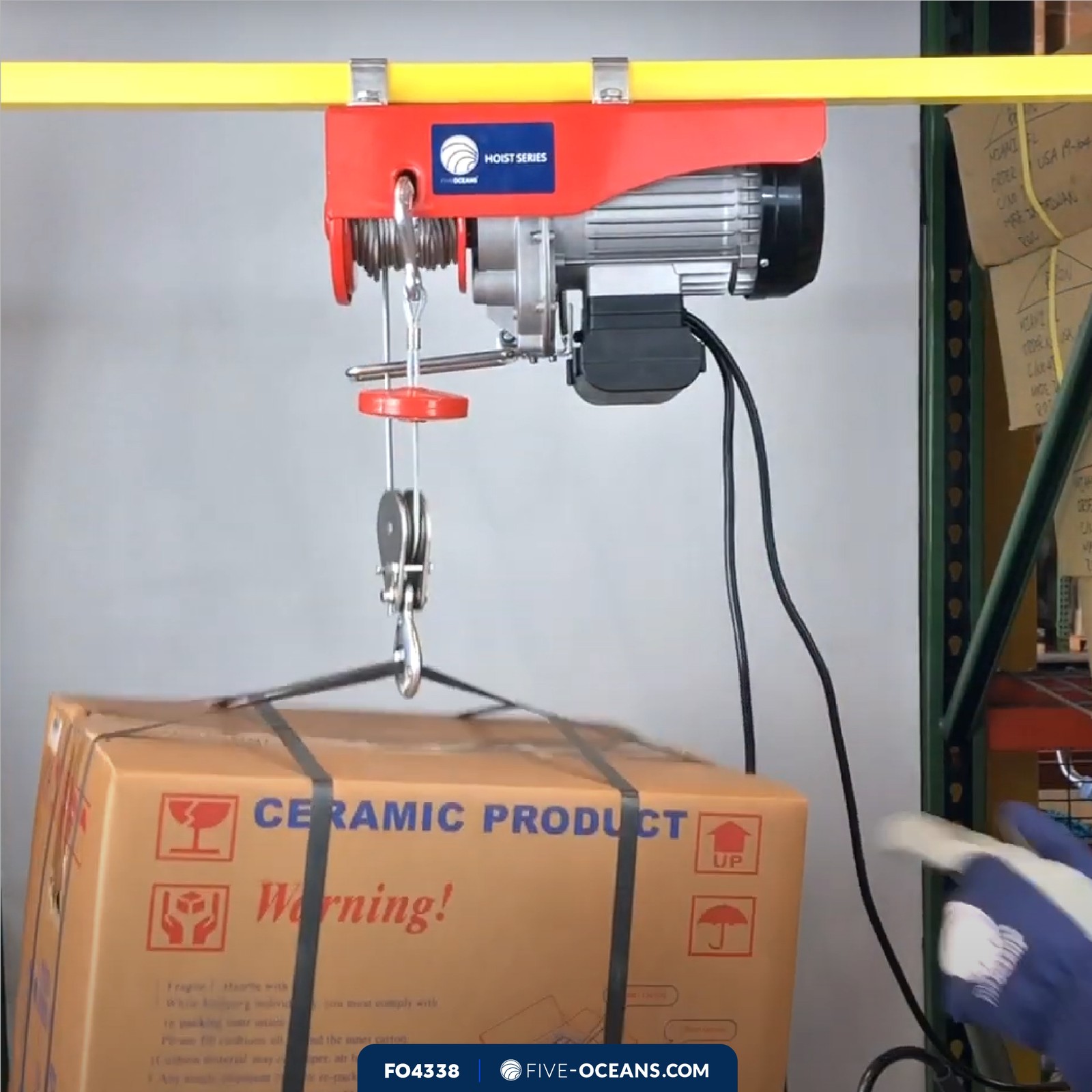 Electric Hoist Hoist Pulley System, 1320 Lb Electric Winch with 20 Ft Control