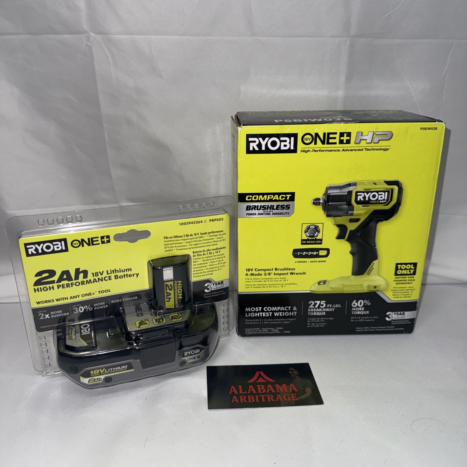 Ryobi 18V ONE+ HP Brushless Compact 3/8&Prime; Impact Wrench 4-Mode WITH BATTERY