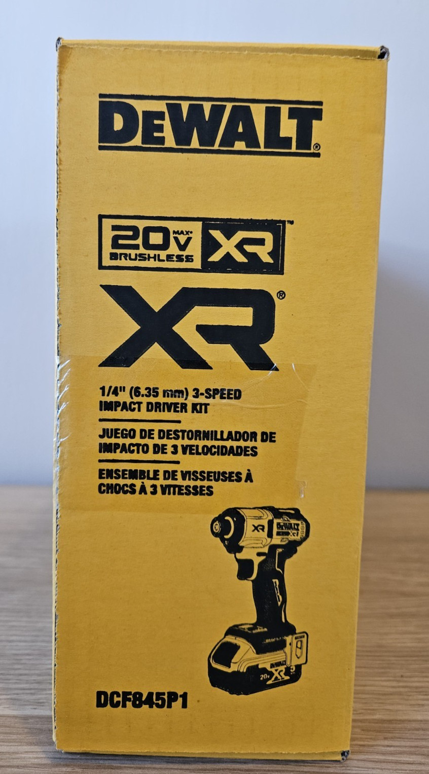 NEW DeWALT XR 20V Max Brushless 1/4&Prime; 3-Speed Impact Driver Kit DCF845P1