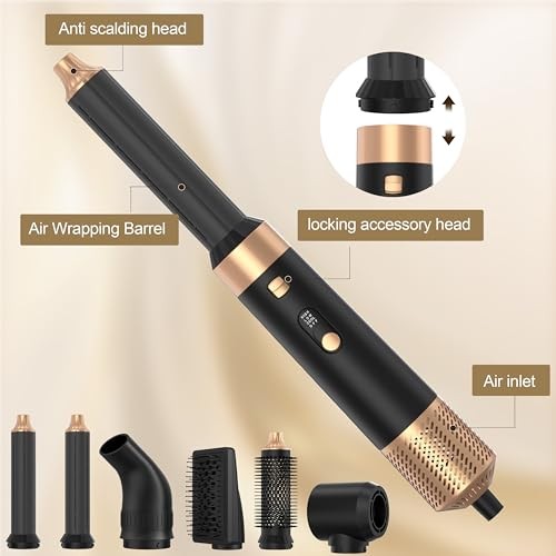6-in-1 Hot Air Hair Styler Brush, 950W Hair Styler Hot Air Curlers Auto Wrap