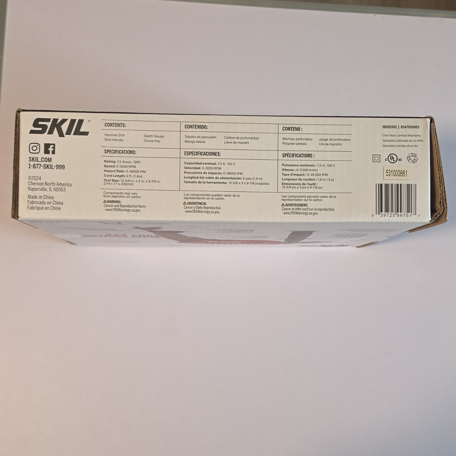 SKIL 7.5 Amp 1/2 in Corded Hammer Drill HD182001 Red/Black Keyed Chuck
