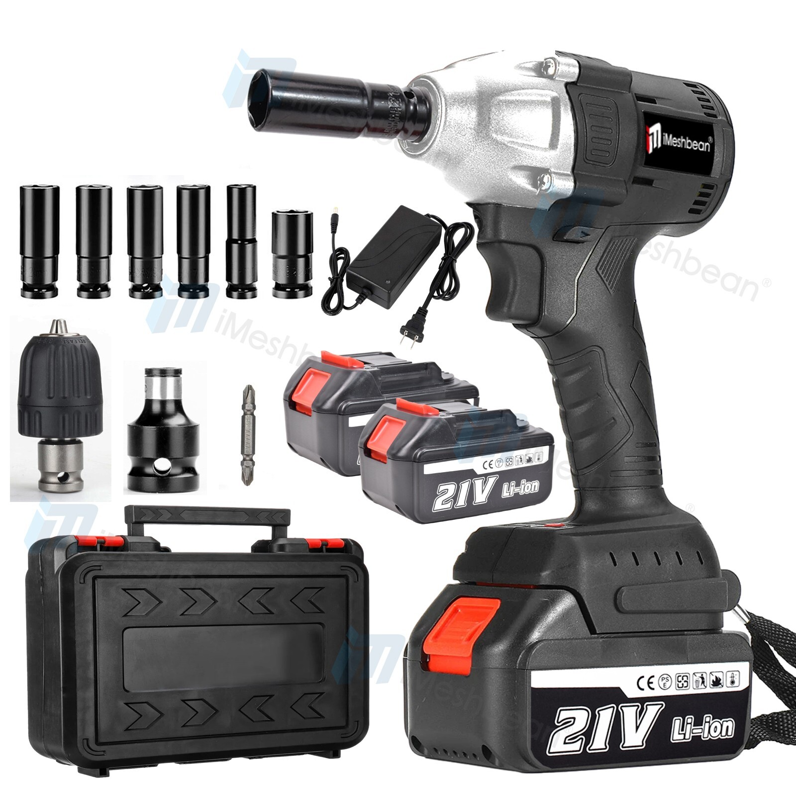 Cordless Electric Impact Wrench Gun 1/2 » High Power Driver w/ 2X4Ah Battey 800N