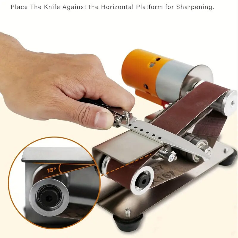 Mini Belt Sander, 7 Adjustable Speed Electric Knife Sharpener, 15 Degree Belt Gr